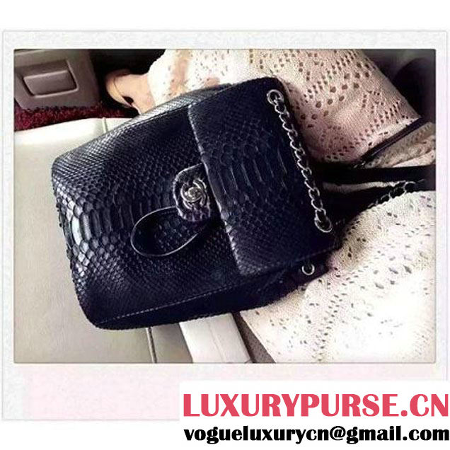 Chanel Small Python Leather Backpack Black 2016 (1A145-6062205 )
