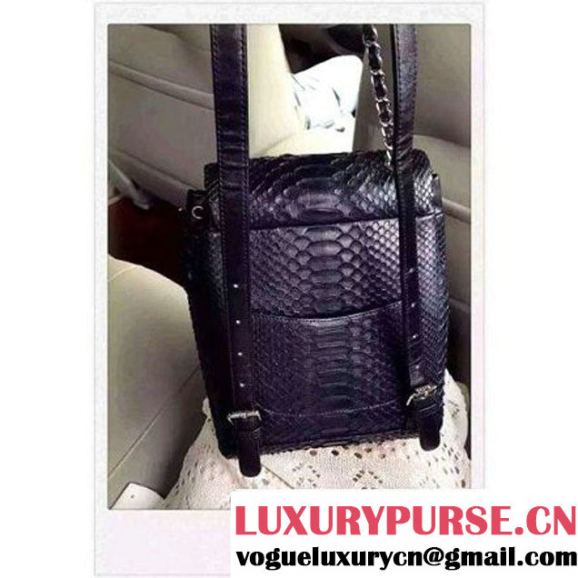 Chanel Small Python Leather Backpack Black 2016 (1A145-6062205 )