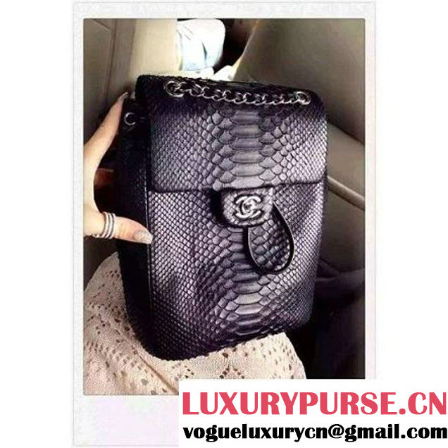 Chanel Small Python Leather Backpack Black 2016 (1A145-6062205 )