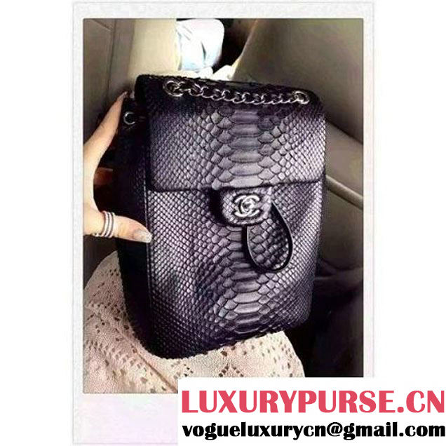 Chanel Small Python Leather Backpack Black 2016 (1A145-6062205 )