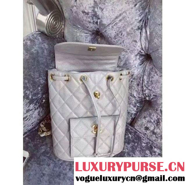 ChaneL Quilting Caviar Clafskin Mini Backpack Silver (1B14-6080813 )