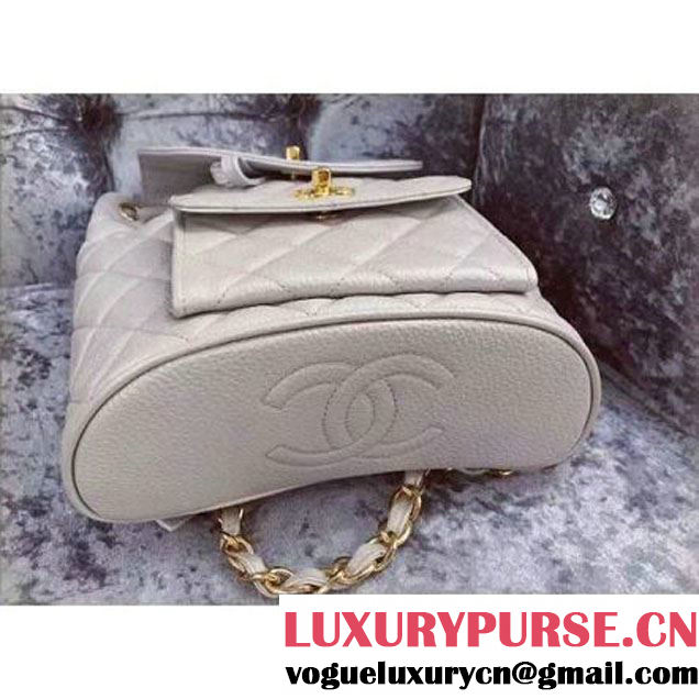 ChaneL Quilting Caviar Clafskin Mini Backpack Silver (1B14-6080813 )