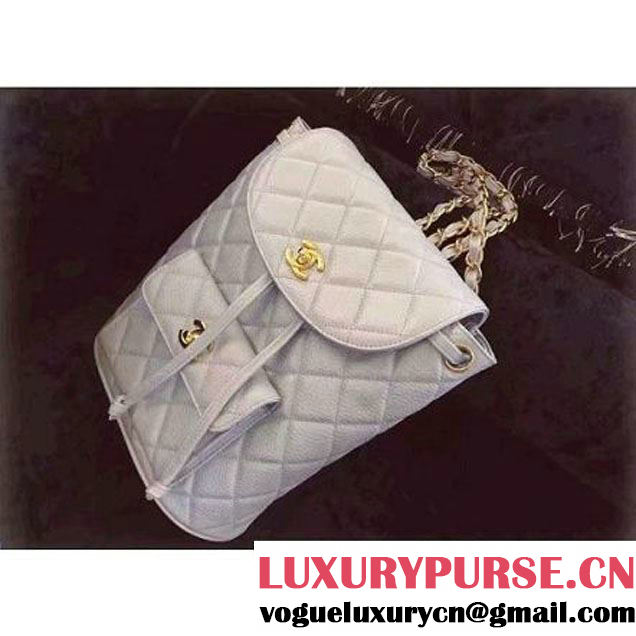 ChaneL Quilting Caviar Clafskin Mini Backpack Silver (1B14-6080813 )