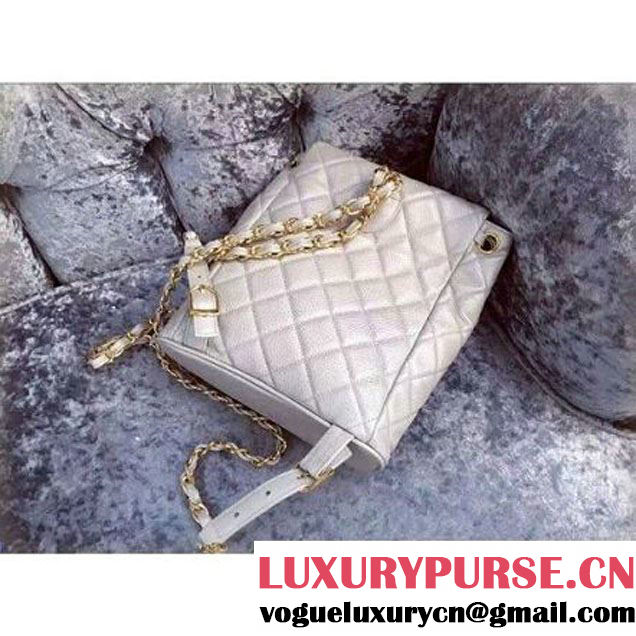 ChaneL Quilting Caviar Clafskin Mini Backpack Silver (1B14-6080813 )