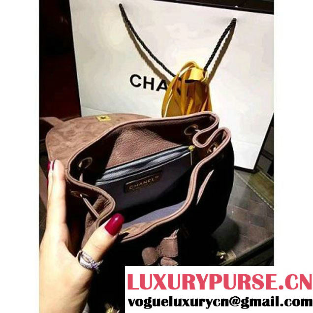 ChaneL Quilting Brwon Suede Leather Mini Backpack  (1B14-6080814 )