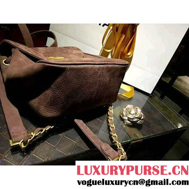 ChaneL Quilting Brwon Suede Leather Mini Backpack  (1B14-6080814 )