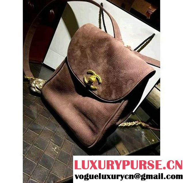 ChaneL Quilting Brwon Suede Leather Mini Backpack  (1B14-6080814 )