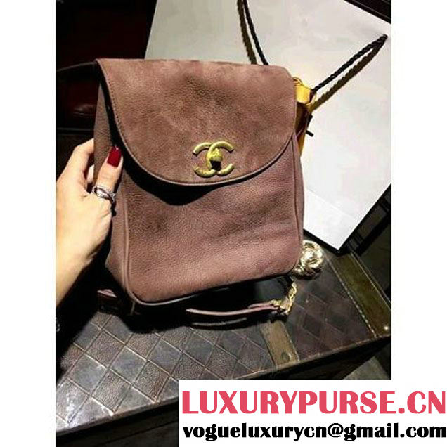 ChaneL Quilting Brwon Suede Leather Mini Backpack  (1B14-6080814 )