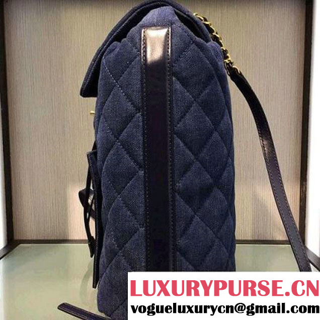 Chanel Denim Calfskin Backpack A93563 Blue F/W 2016 (2A143-6090925 )