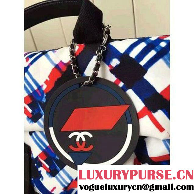 Chanel White/Blue/Red/Black Printed Nylon and Mesh Backpack Bag 2016 (KN-6091803 )