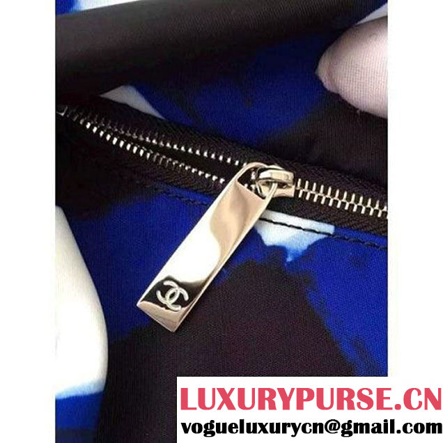 Chanel White/Blue/Black Printed Nylon and Mesh Backpack Bag 2016 (KN-6091804 )