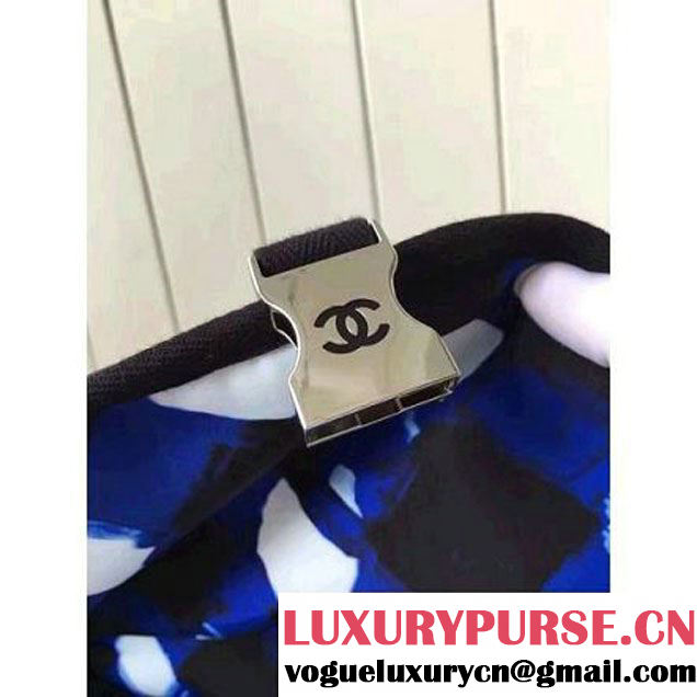 Chanel White/Blue/Black Printed Nylon and Mesh Backpack Bag 2016 (KN-6091804 )