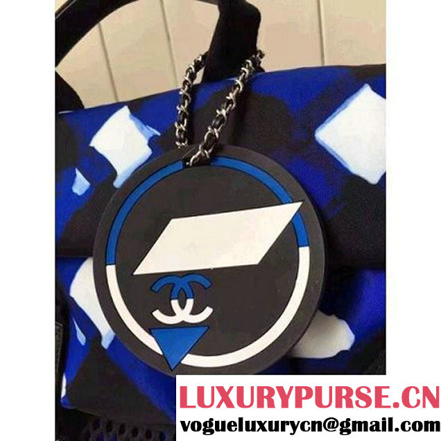 Chanel White/Blue/Black Printed Nylon and Mesh Backpack Bag 2016 (KN-6091804 )