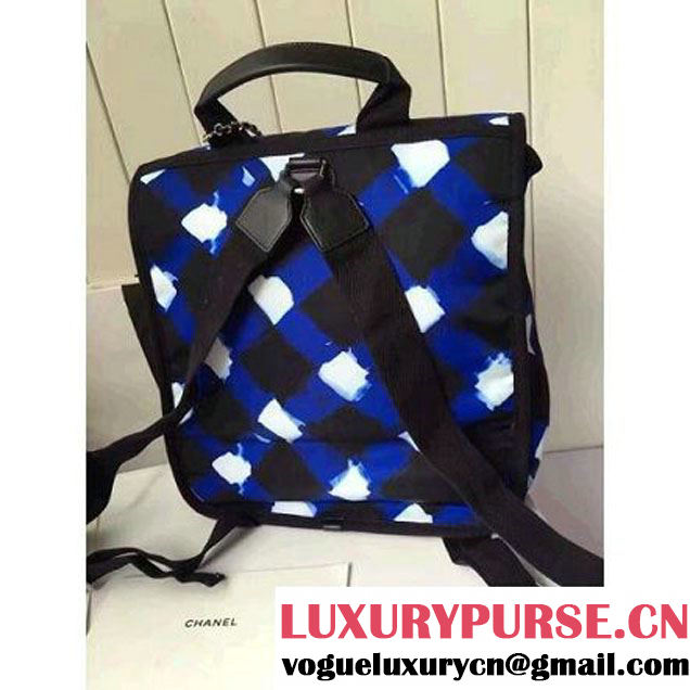 Chanel White/Blue/Black Printed Nylon and Mesh Backpack Bag 2016 (KN-6091804 )