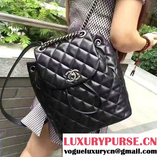 Chanel Urban Spirit Calfskin Small Backpack Bag A91121 Black F/W 2016 (1A145-6101417 )