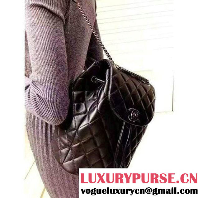 Chanel Urban Spirit Calfskin Small Backpack Bag A91121 Black F/W 2016 (1A145-6101417 )