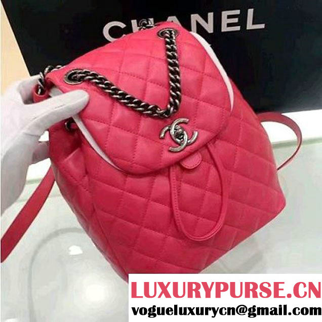 Chanel Original Calfskin Small Backpack With Chain Straps Rosy F/W 2016 (1A001-6112832 )