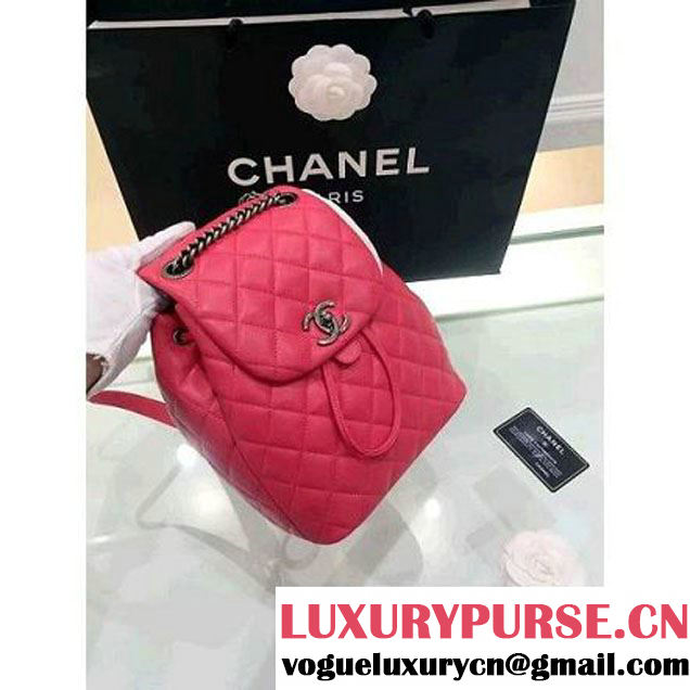 Chanel Original Calfskin Small Backpack With Chain Straps Rosy F/W 2016 (1A001-6112832 )
