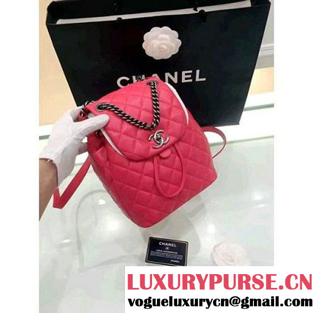 Chanel Original Calfskin Small Backpack With Chain Straps Rosy F/W 2016 (1A001-6112832 )