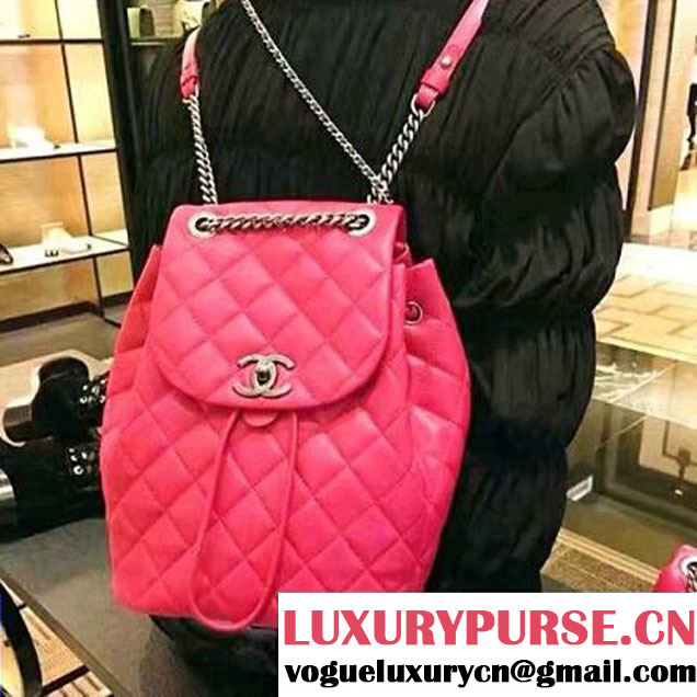 Chanel Original Calfskin Small Backpack With Chain Straps Rosy F/W 2016 (1A001-6112832 )