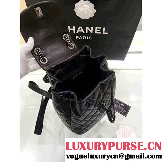 Chanel Original Calfskin Small Backpack With Chain Straps Black F/W 2016 (1A001-6112833 )