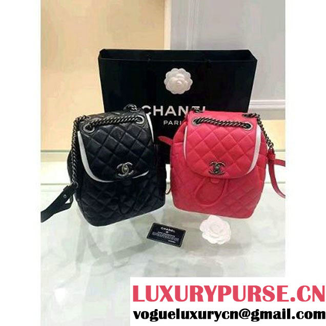 Chanel Original Calfskin Small Backpack With Chain Straps Black F/W 2016 (1A001-6112833 )