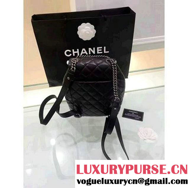 Chanel Original Calfskin Small Backpack With Chain Straps Black F/W 2016 (1A001-6112833 )