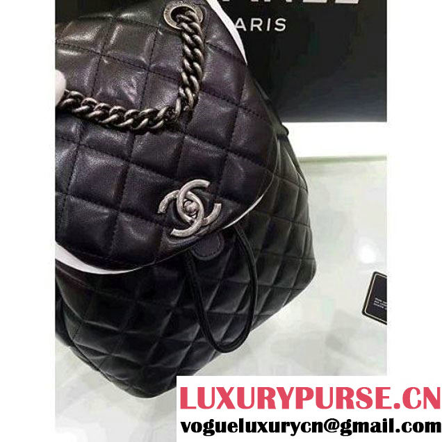 Chanel Original Calfskin Small Backpack With Chain Straps Black F/W 2016 (1A001-6112833 )