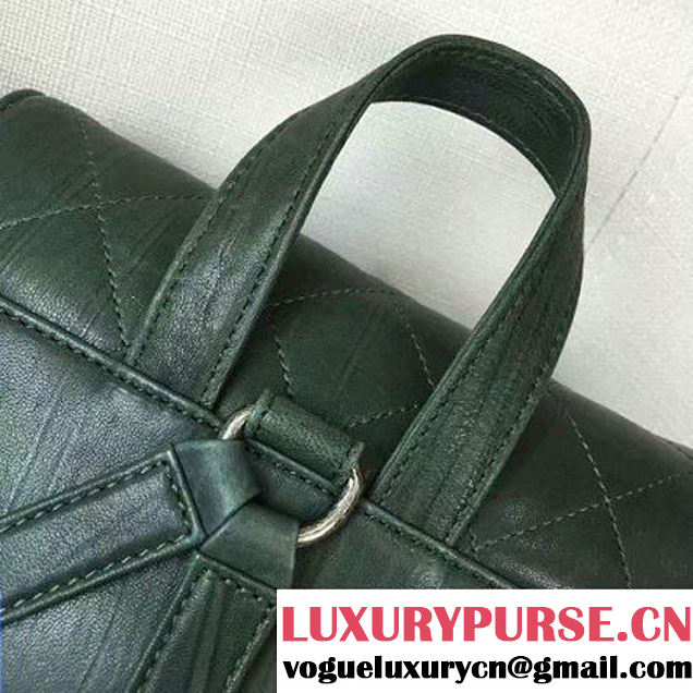 Chanel Crumpled Calfskin Backpack Pocket Bag A91430 Deep Green 2017 (2A143-6120503 )