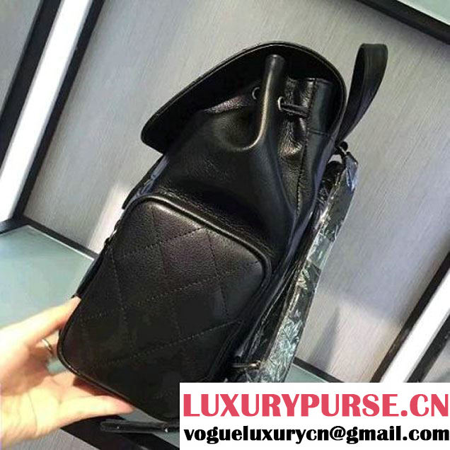 Chanel  Calfskin Backpack Pocket Bag A91430 Black 2017 (2A143-6120504 )