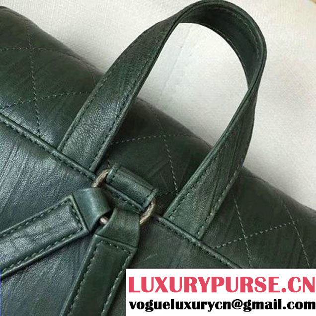 Chanel Crumpled Calfskin Medium Backpack Pocket Bag A91431 Deep Green 2017 (2A143-6120505 )