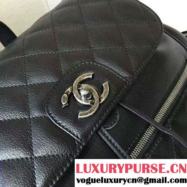 Chanel  Calfskin Medium Backpack Pocket Bag A91431 Black 2017 (2A143-6120506 )