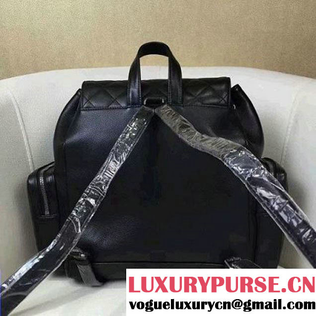 Chanel  Calfskin Medium Backpack Pocket Bag A91431 Black 2017 (2A143-6120506 )