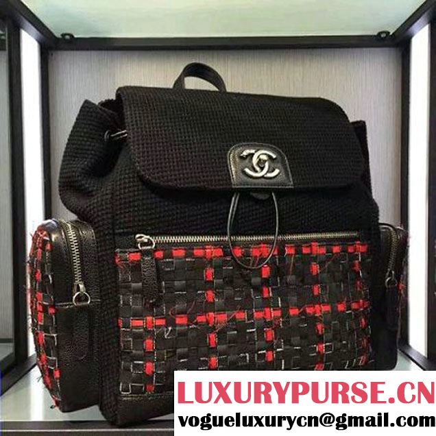 Chanel Tweed/Canvas Medium Backpack Pocket Bag A91431 2017 (2A143-6120507 )