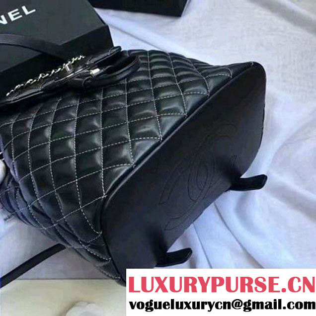 Chanel Quilted Calfskin Backpack With Threading Black  F/W 2016 (Chanel-7010423 )