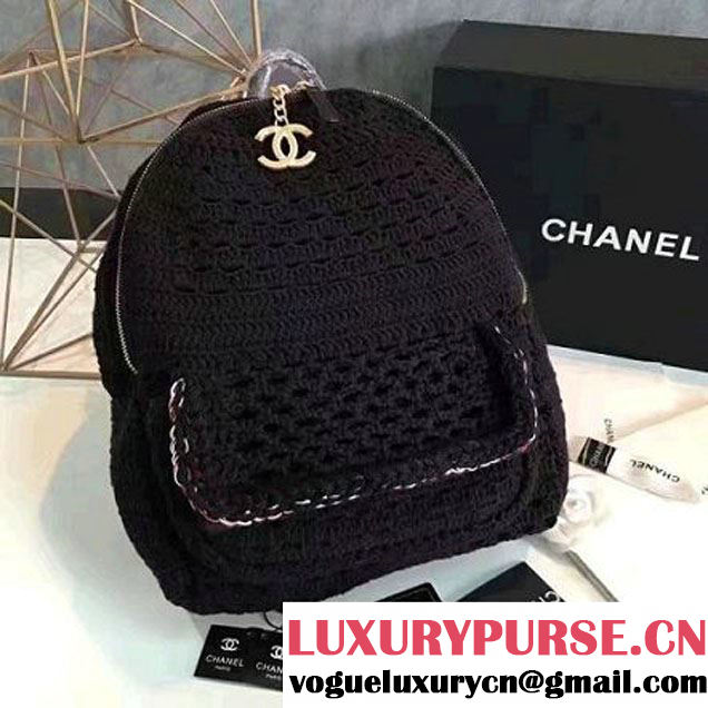 Chanel Crochet Braid Cayo Coco Backpack Bag A93681 Black Cruise 2017 (KN-7020830 )