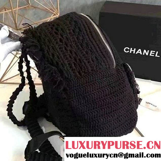 Chanel Crochet Braid Cayo Coco Backpack Bag A93681 Black Cruise 2017 (KN-7020830 )