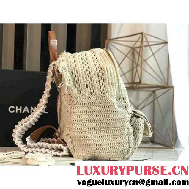 Chanel Crochet Braid Cayo Coco Backpack Bag A93681 White Cruise 2017 (KN-7020831 )