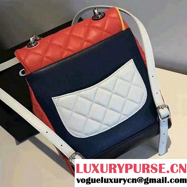 Chanel Red Multicolor Lambskin/Resin Backpack Cruise 2017 (2A058-7020834 )