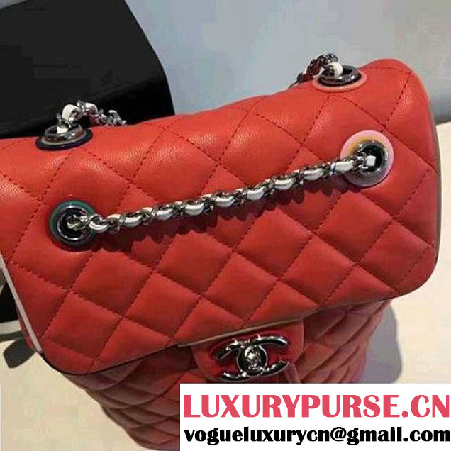 Chanel Red Multicolor Lambskin/Resin Backpack Cruise 2017 (2A058-7020834 )