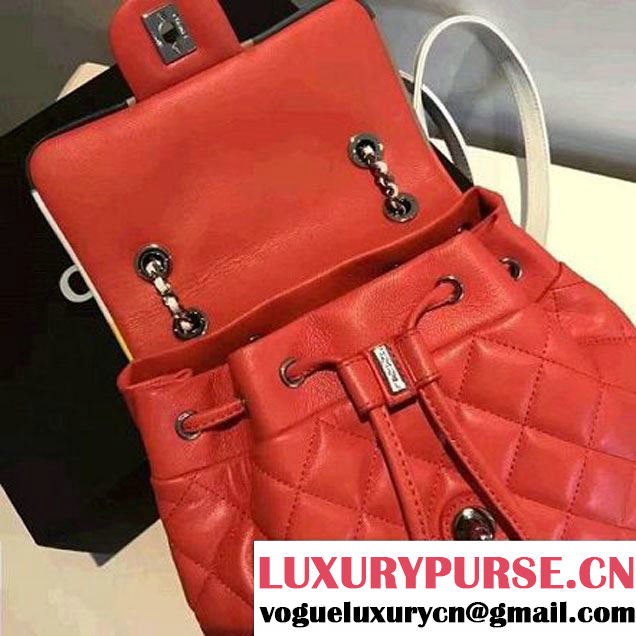 Chanel Red Multicolor Lambskin/Resin Backpack Cruise 2017 (2A058-7020834 )