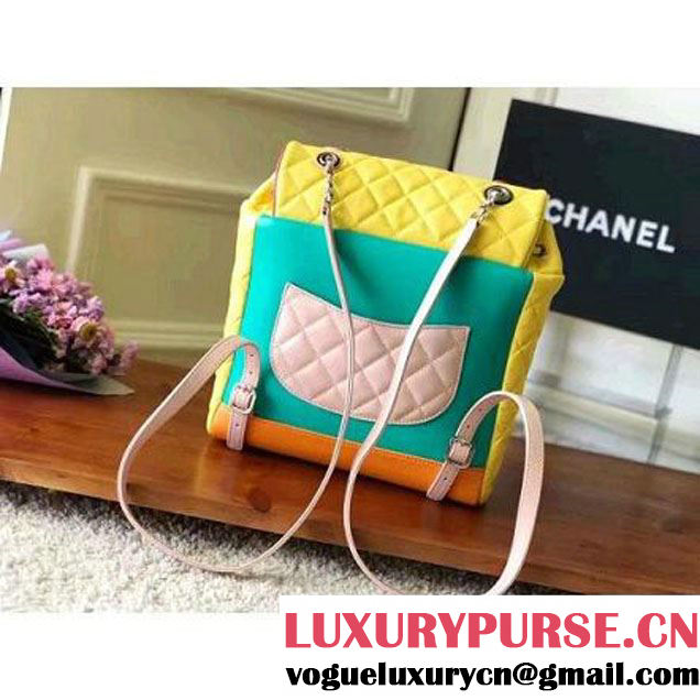 Chanel Yellow Multicolor Lambskin/Resin Backpack Cruise 2017 (KN-7030927 )