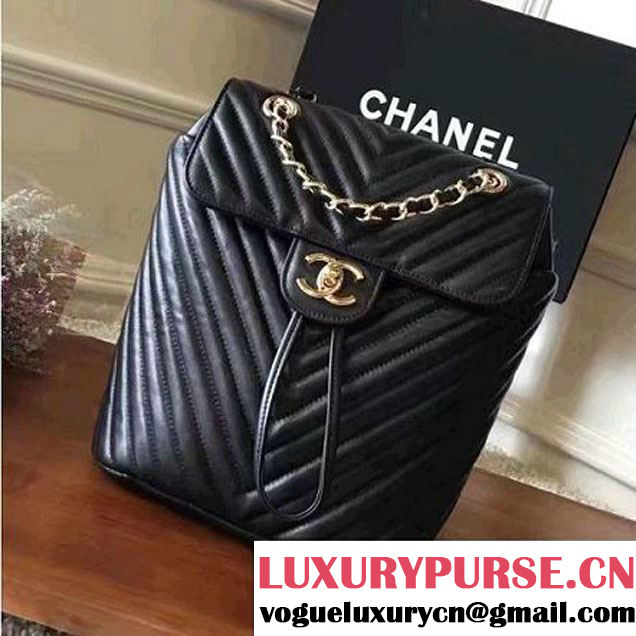 Chanel Chevron Calfskin Small Backpack Black 2017 (KN-7030928 )