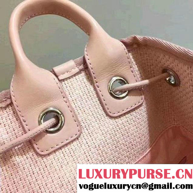 Chanel Deauville Canvas Drawstring Backpack Bag A93787 Pink 2017 (2A143-7032101 )