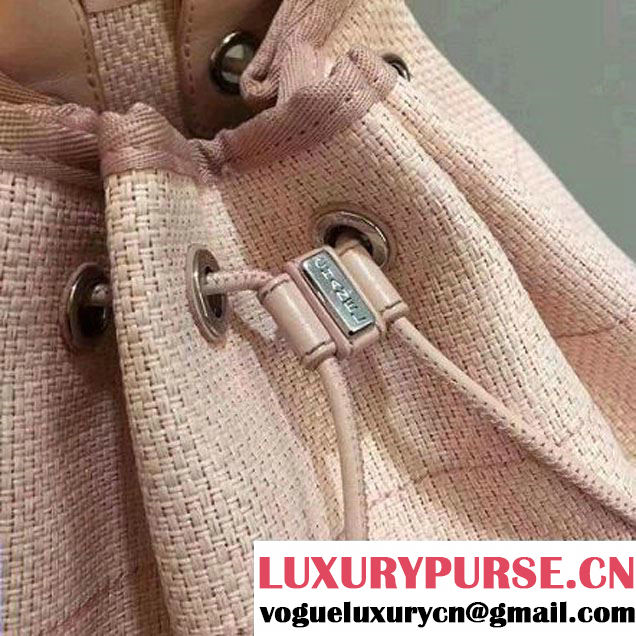 Chanel Deauville Canvas Drawstring Backpack Bag A93787 Pink 2017 (2A143-7032101 )