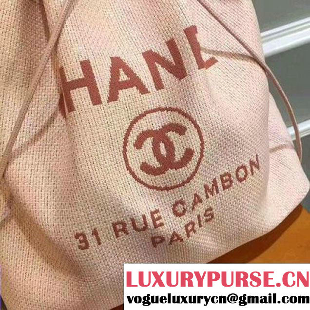 Chanel Deauville Canvas Drawstring Backpack Bag A93787 Pink 2017 (2A143-7032101 )