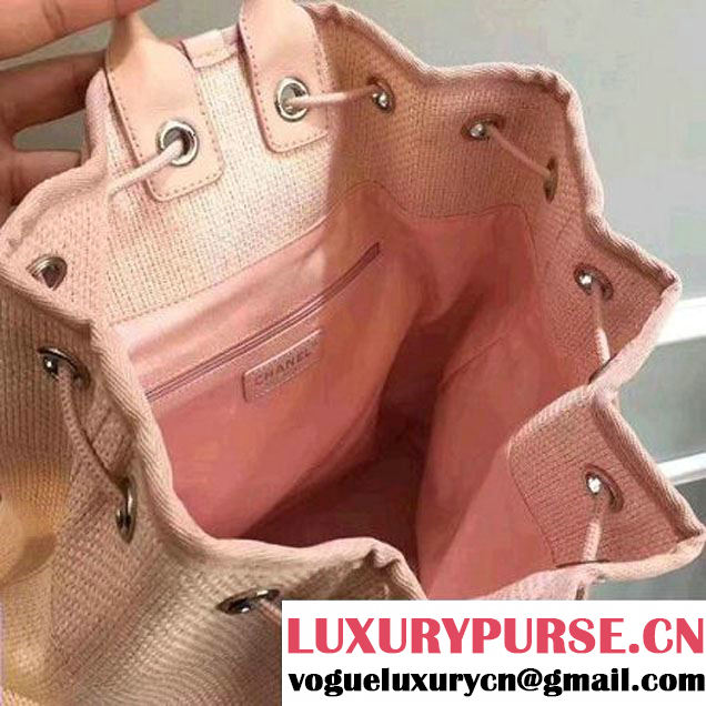 Chanel Deauville Canvas Drawstring Backpack Bag A93787 Pink 2017 (2A143-7032101 )