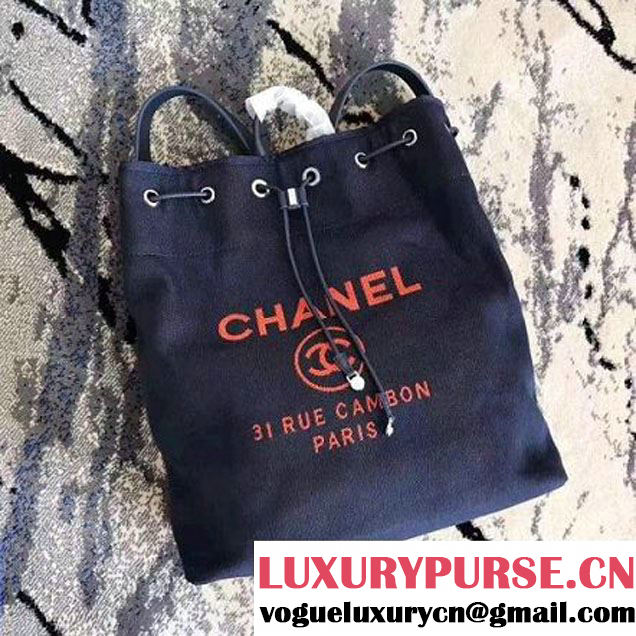 Chanel Deauville Canvas Drawstring Backpack Bag A93787 Blue/Pink 2017 (KN-7032102 )