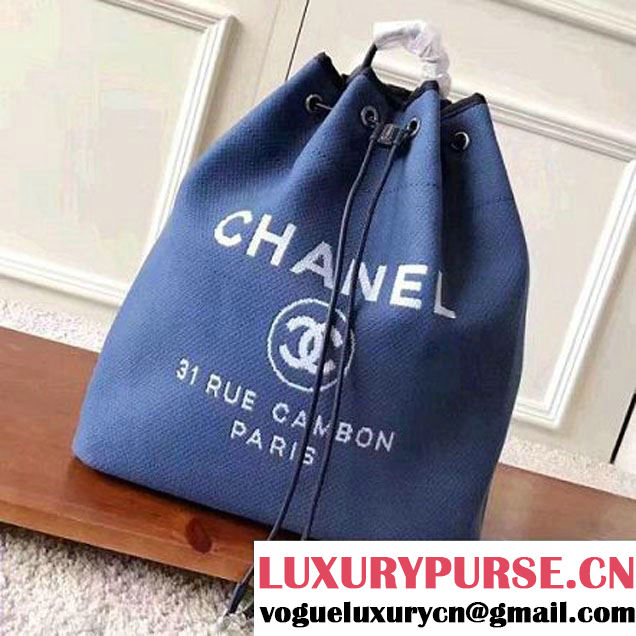 Chanel Deauville Canvas Drawstring Backpack Bag A93787 Light Blue 2017 (KN-7032103 )