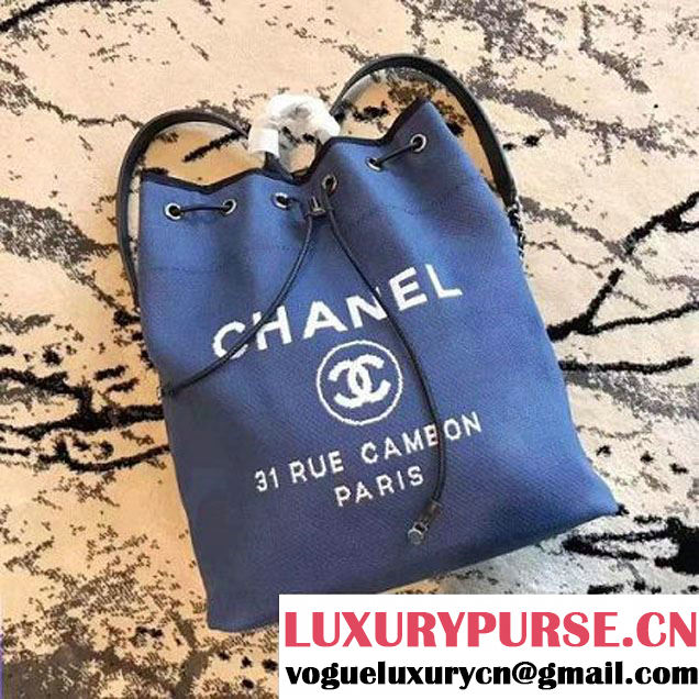 Chanel Deauville Canvas Drawstring Backpack Bag A93787 Light Blue 2017 (KN-7032103 )
